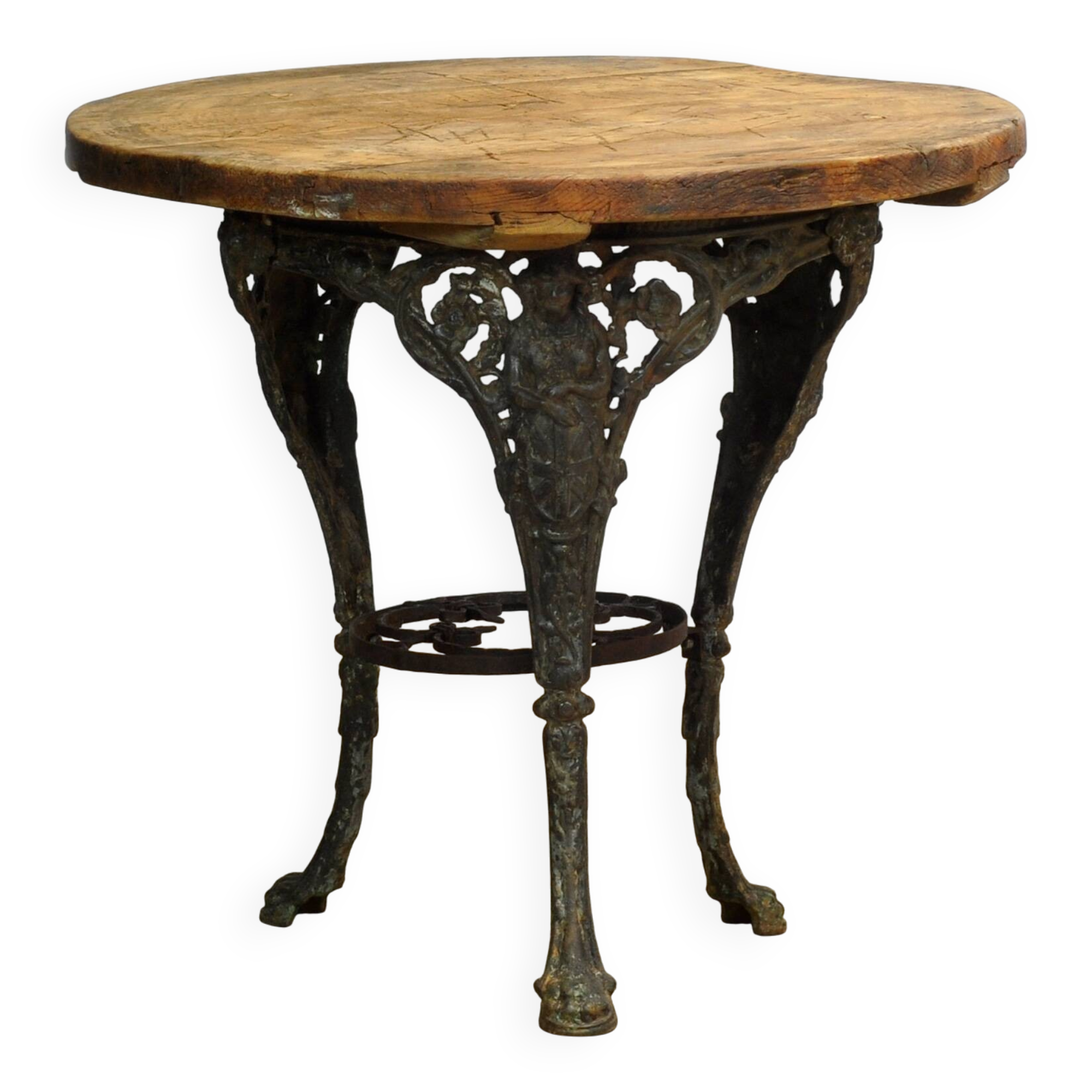 Cast iron garden table with pine top