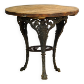 Table de jardin en fonte avec plateau en pin