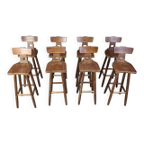 Set of 8 vintage brutalist bar stools, 1960s