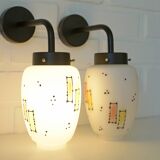 Pair of Unique Vintage Redesign Wall Lamps Glass Lights from Italy 1960's