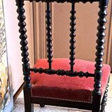 Napoleon III Prie Dieu chair, black wood, red velvet, 1900