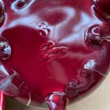Old tripod candy jar j. guet flamed red ceramic vintage #b212