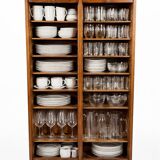 Antique double curtain cabinet in oak (internal drawers)