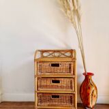 Vintage rattan chest of drawers