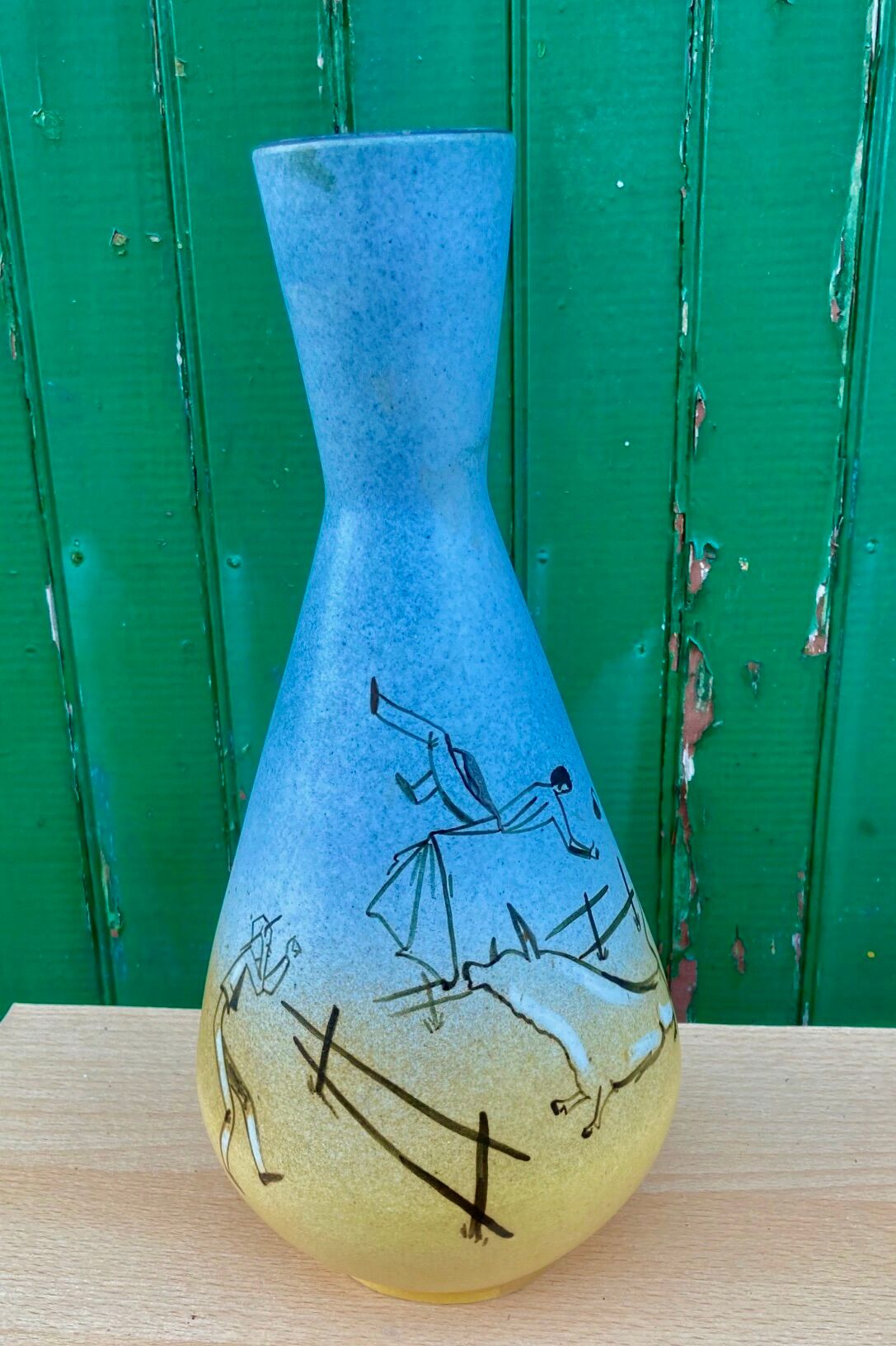 Ceramic vase - humorous -bullfighting -bullfighting