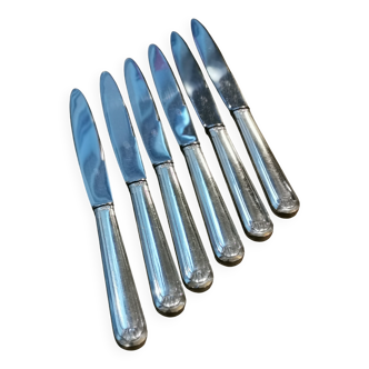 6 large silver metal knives