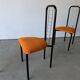 Set of 4 Italian design chairs in vintage black metal and chrome.