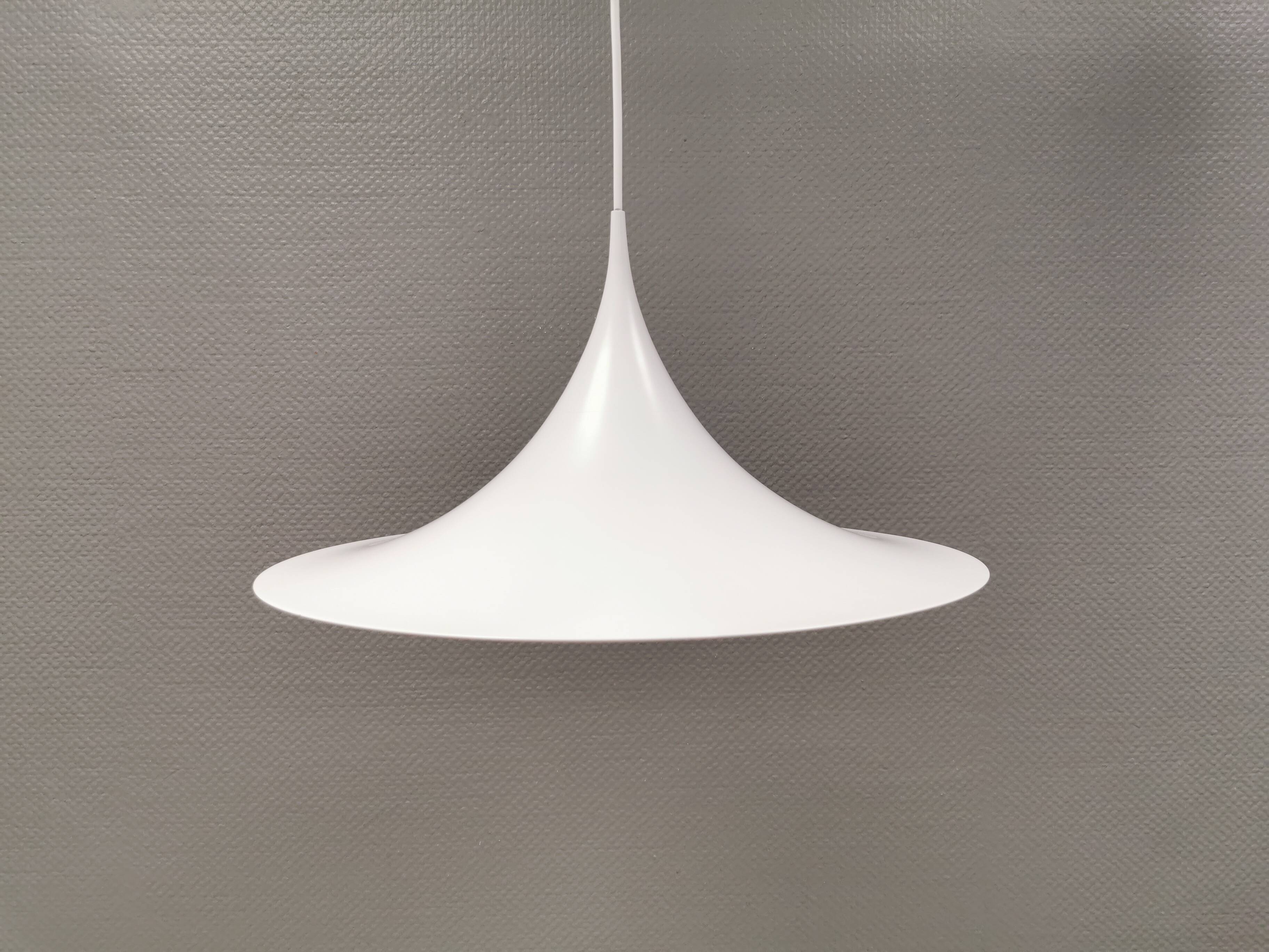 Vintage Fog & Mørup Semi Hanging Lamp, White Lacquered, Denmark 1970-80s