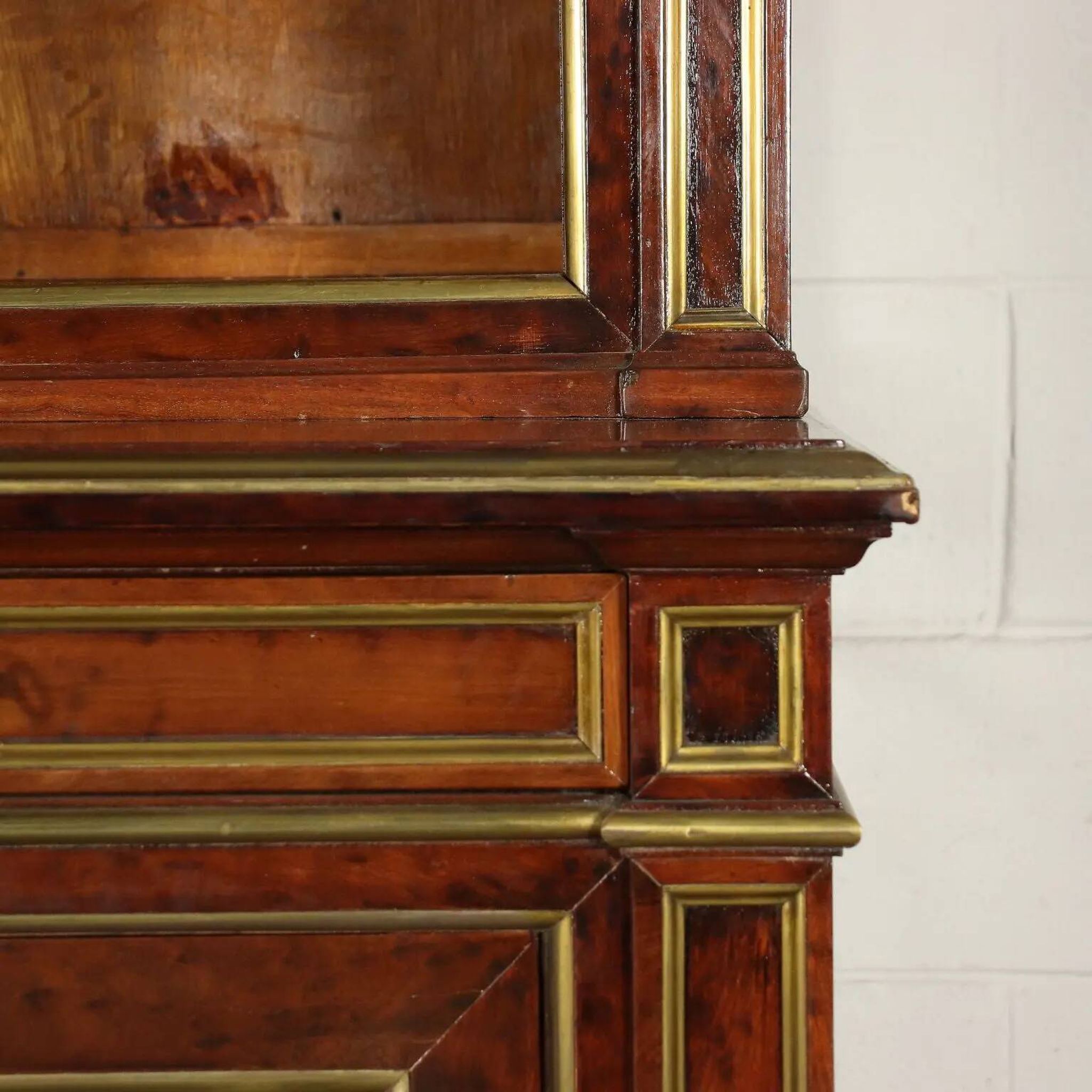 Empire library in mahogany veneer, sessile oak, France, early 19th century.