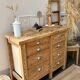 Old wooden workbench with 8 drawers.