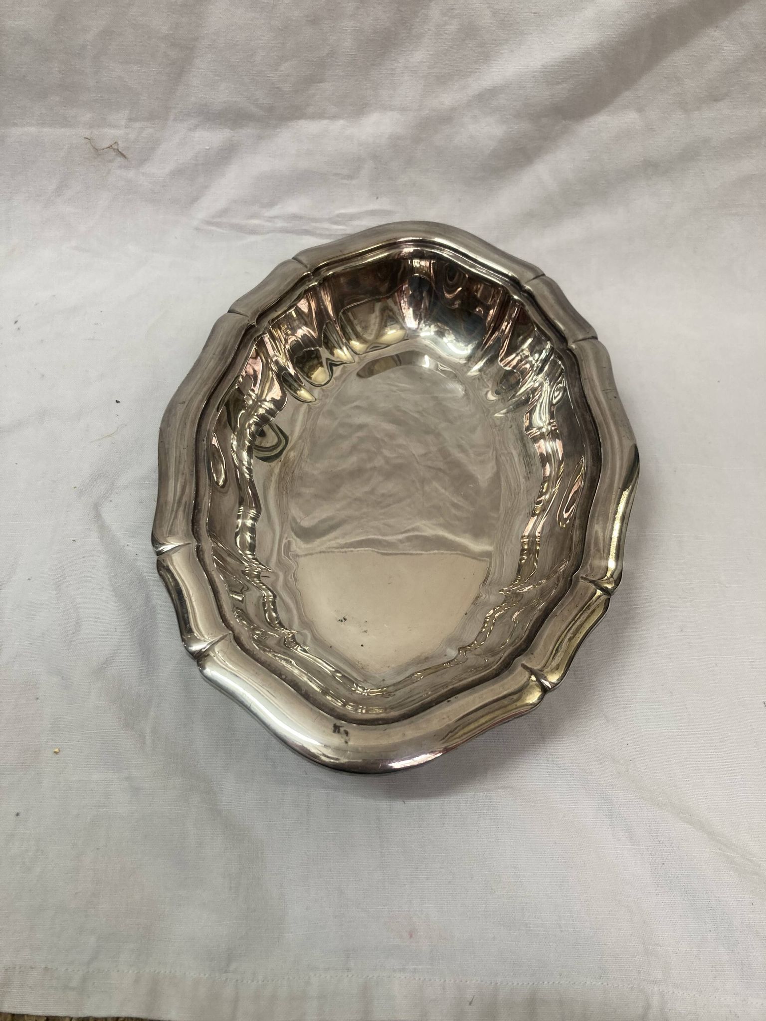 silver serving dish, 1970
