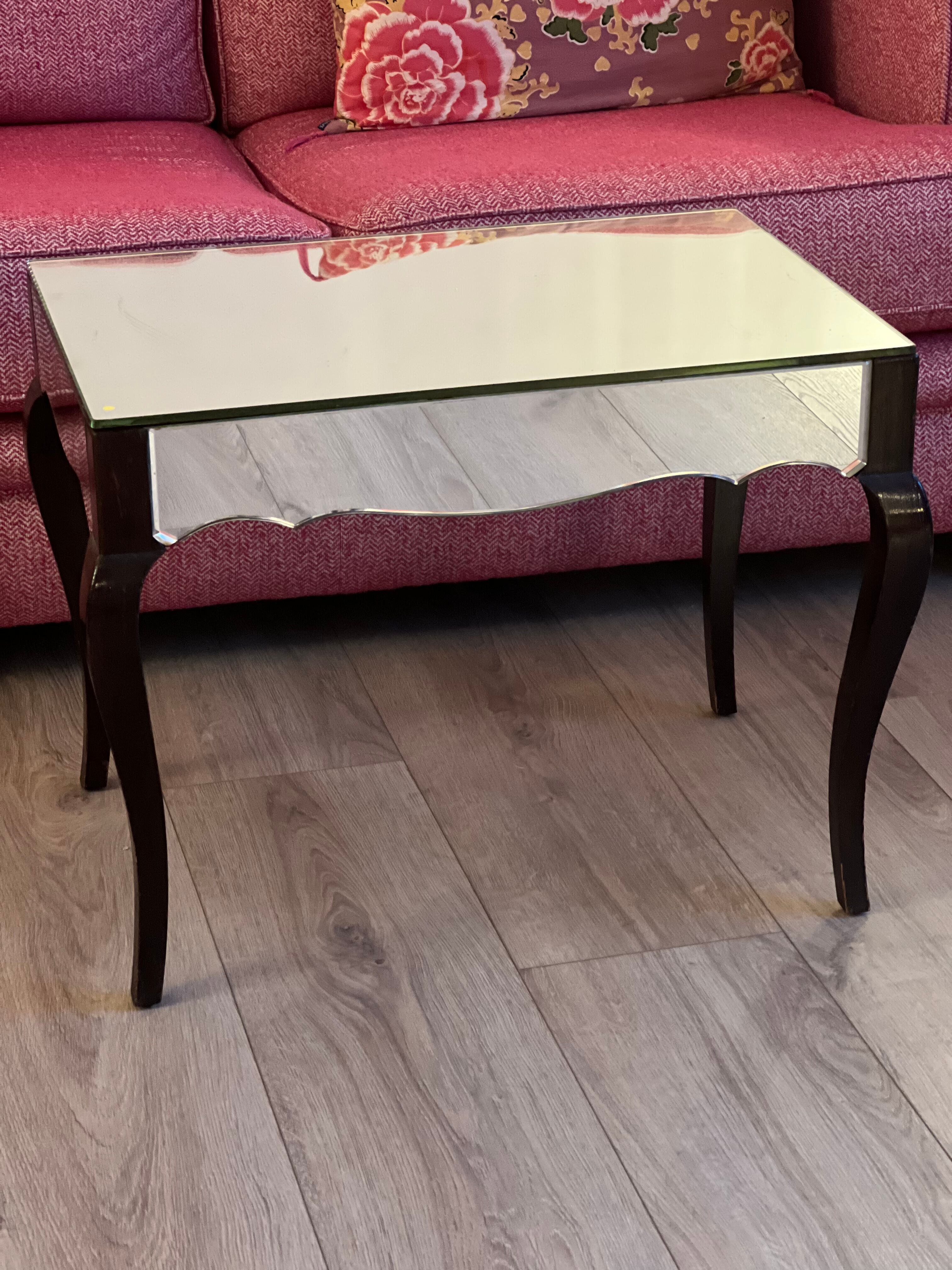 Mirror and wood side table