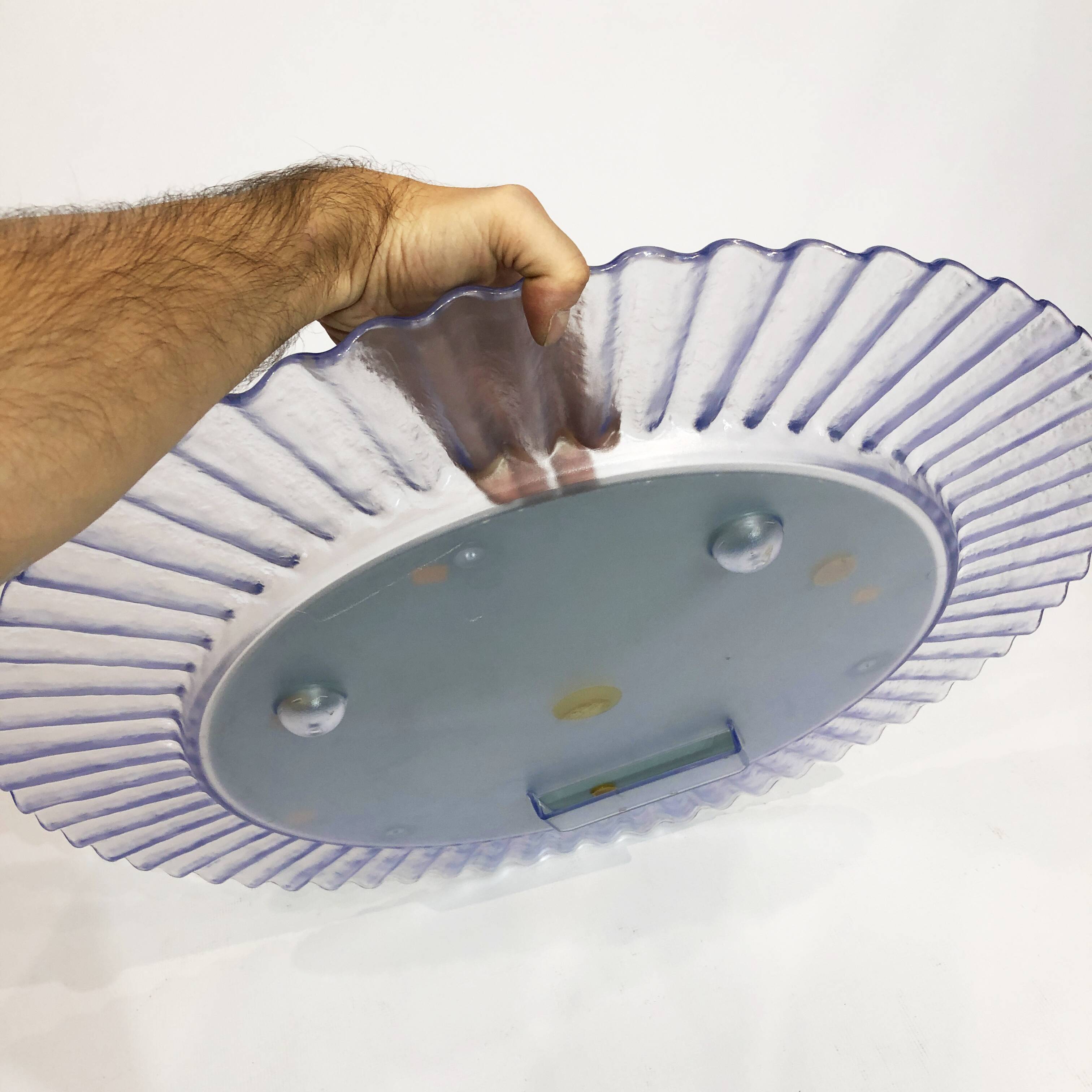 Acrylic Ice Wave Round Wall Mirror Italian 1970s Post-Modern 1980s Bathroom