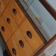 Antique British maple & hardwood haberdashery cabinet or shop counter, 1930s