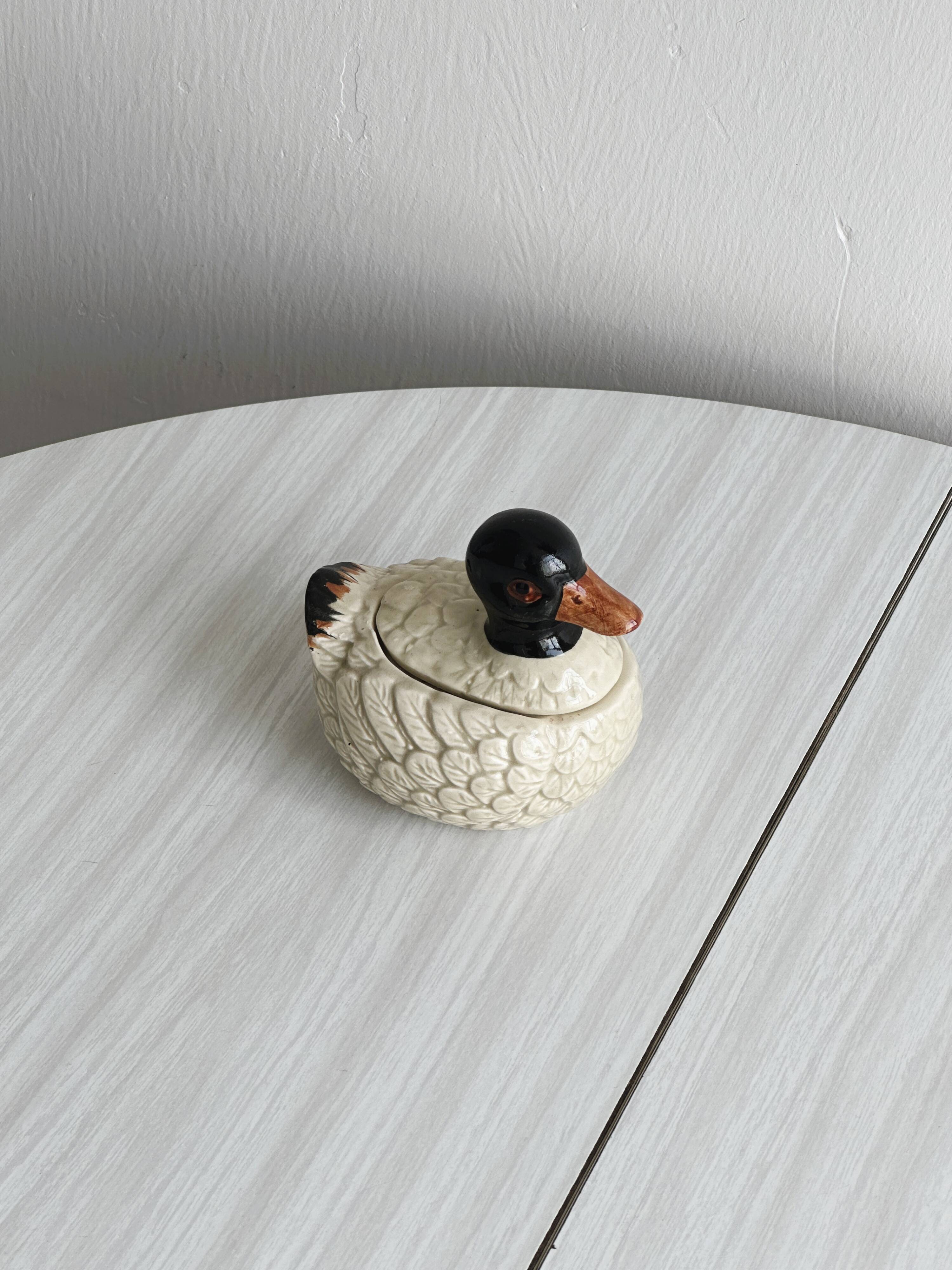Duck mustard pot, kitchen decor, small jam pot.