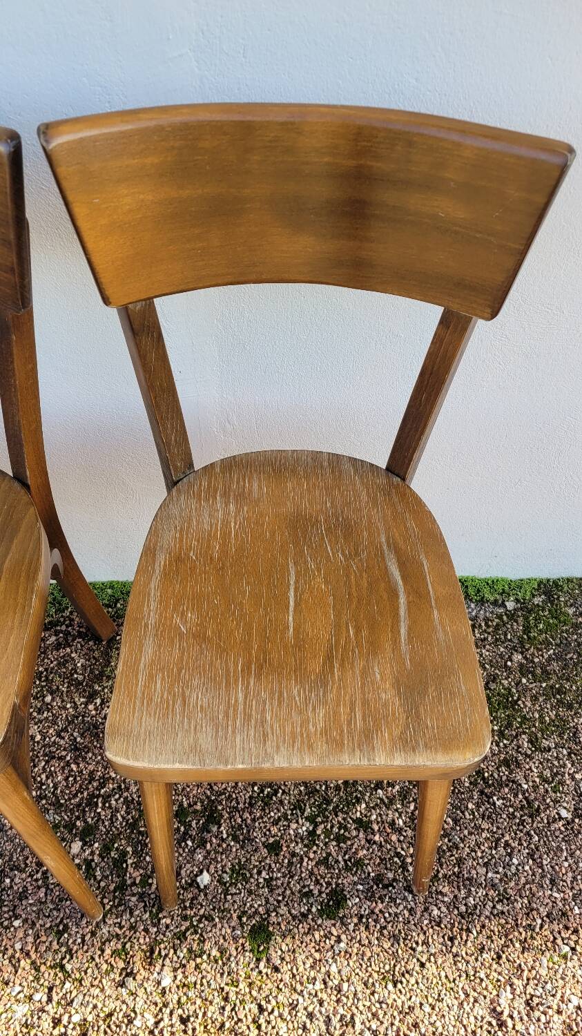 Series of 6 vintage old restaurant bistro chairs - 1950s
