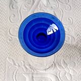 9 superb vintage cobalt blue glass stemmed flutes