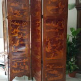 Japanese four-leaf screen in red lacquer