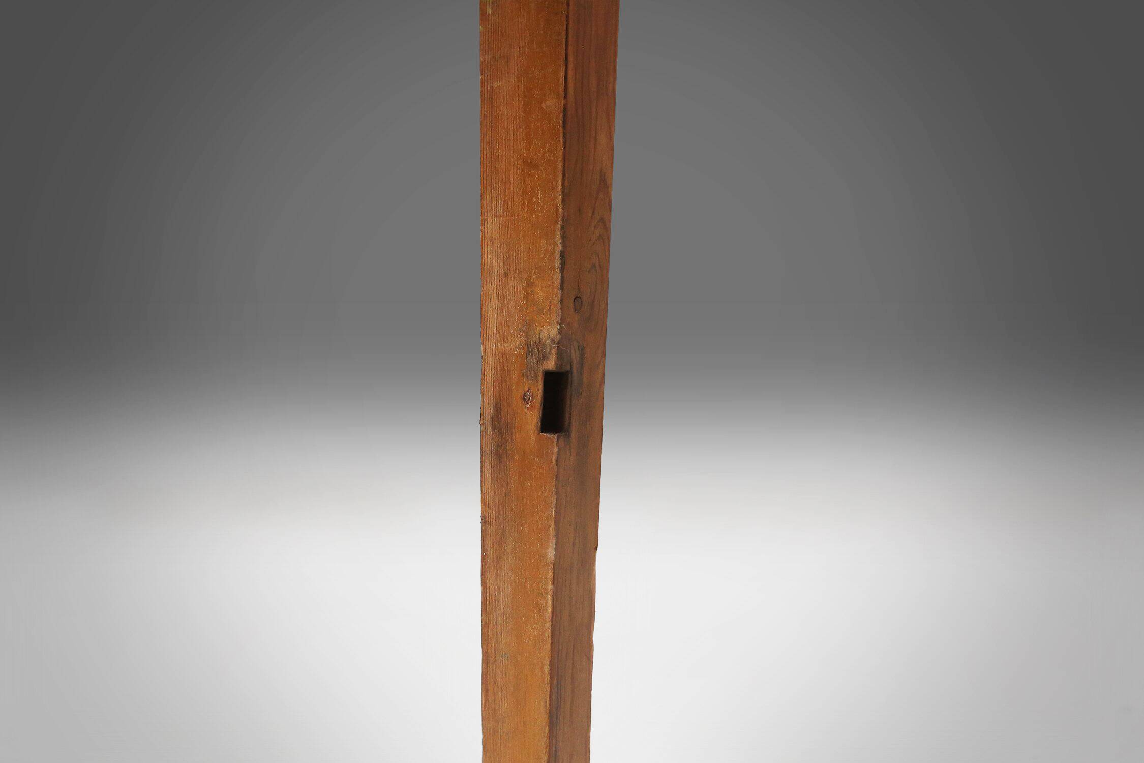 French Round Side Table in Oak with Blue Top, 1850s
