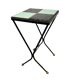 Vintage side table/plant table in mint blue and black ceramic