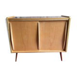 Vintage storage cabinet sliding doors feet compass