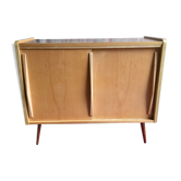 Vintage storage cabinet sliding doors feet compass