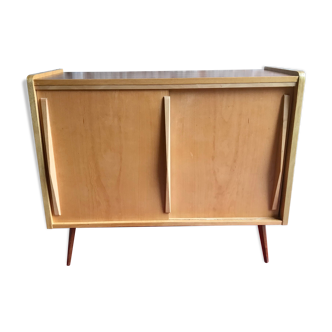 Meuble de rangement vintage portes coulissantes pieds compas