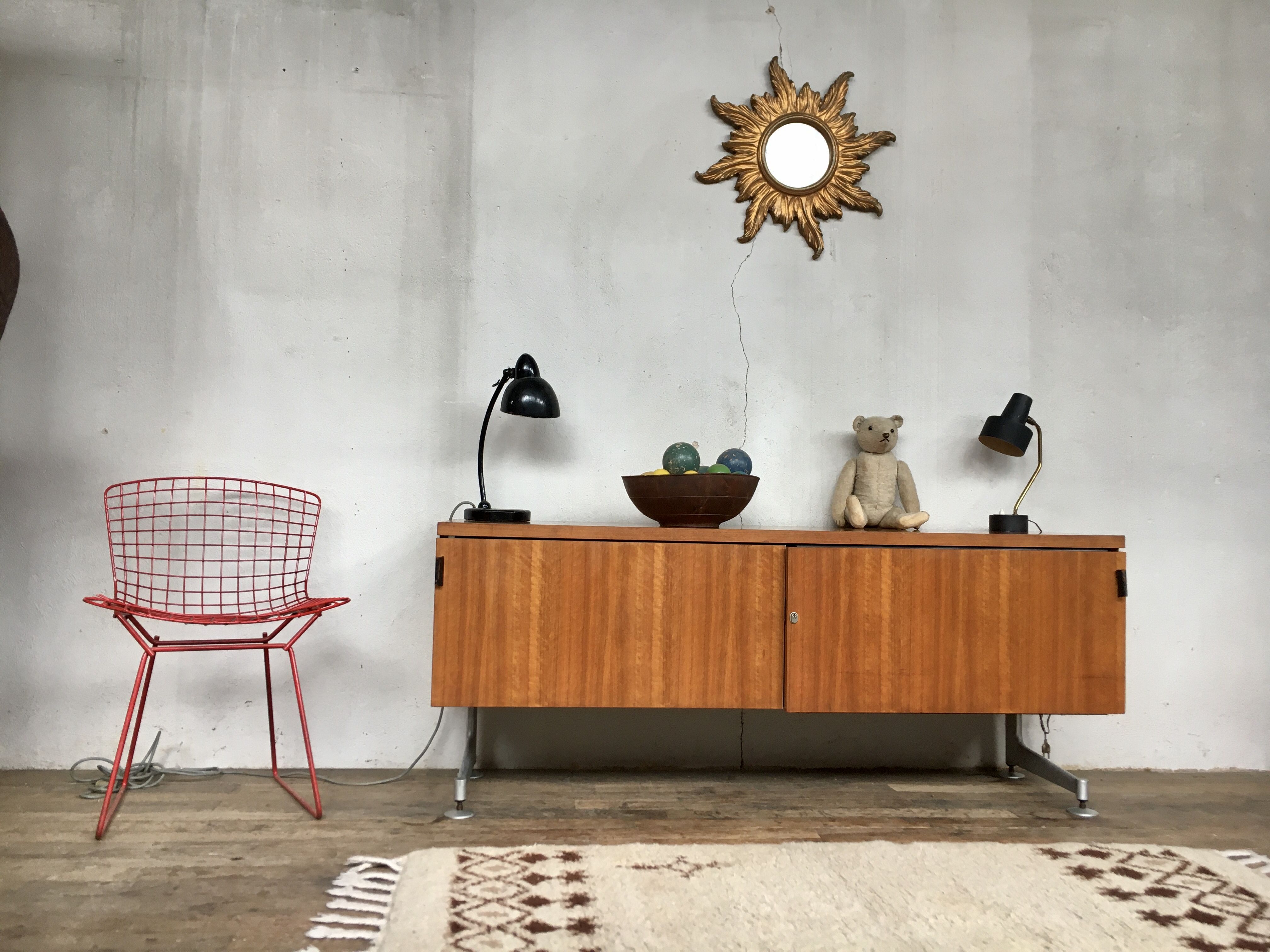 Sideboard in teak feet chrome sliding doors by Voko in 1960