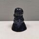 Lady figure in earthenware with shiny blue glaze