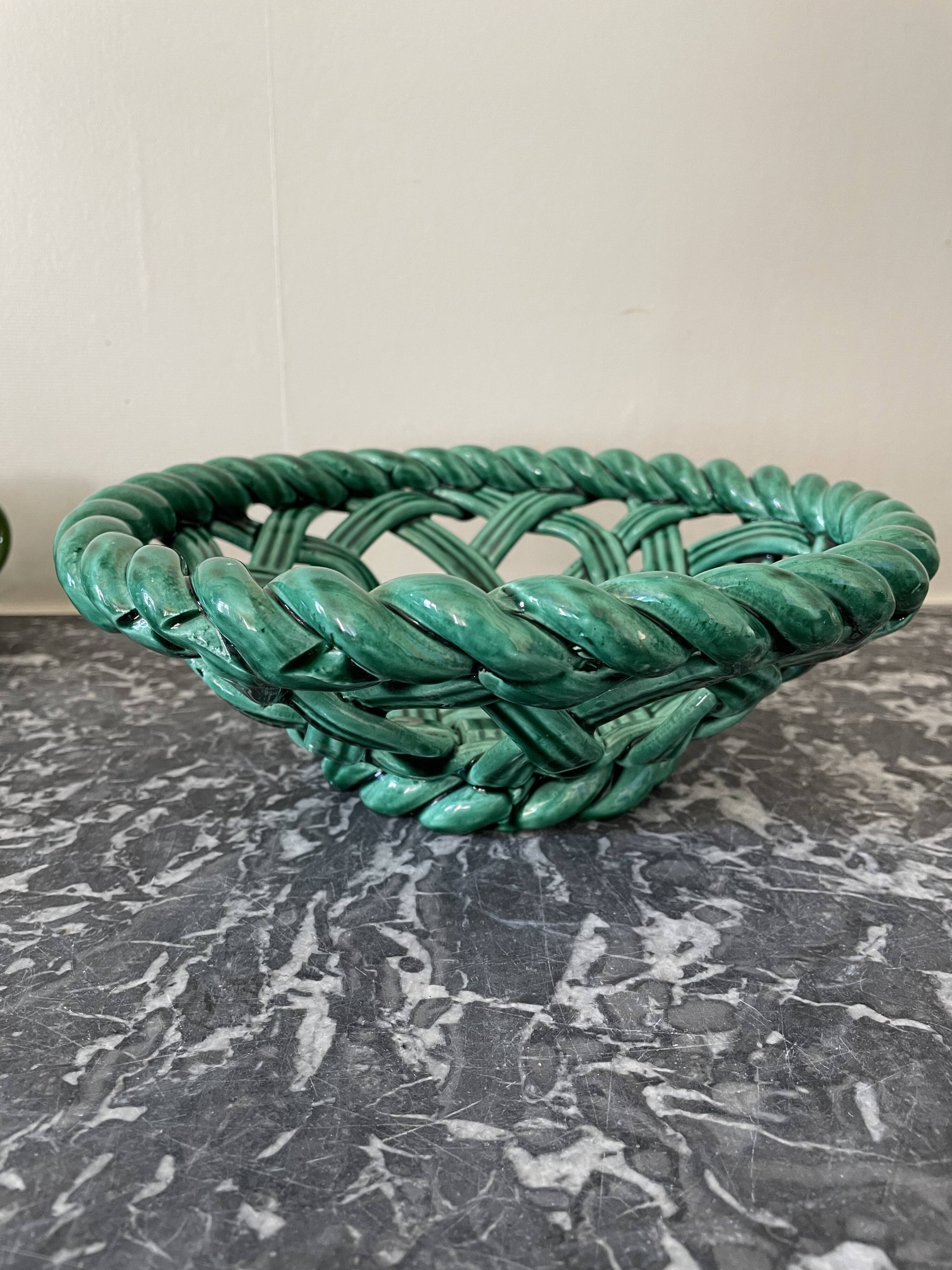 Braided earthenware basket