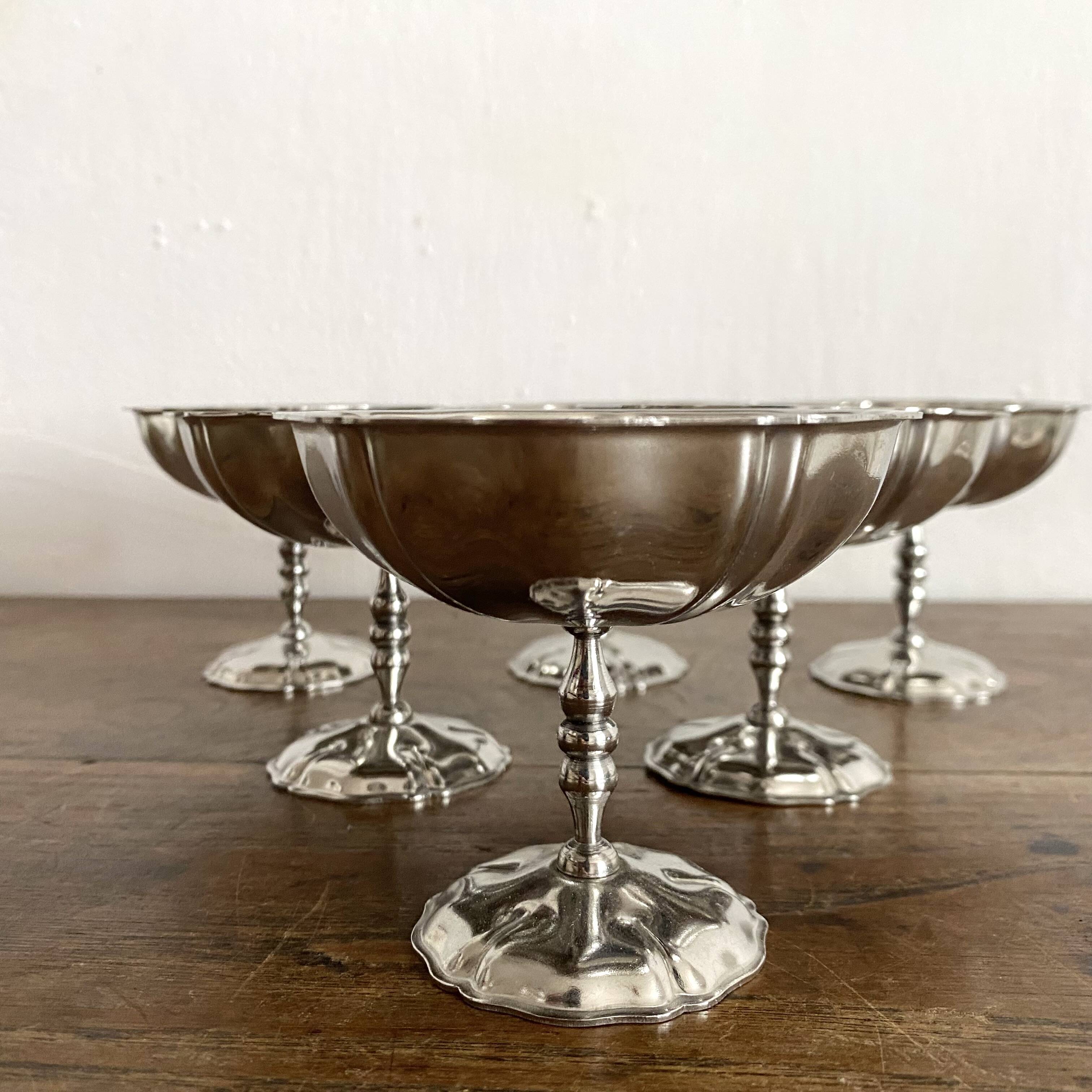 Vintage stainless steel footed cups