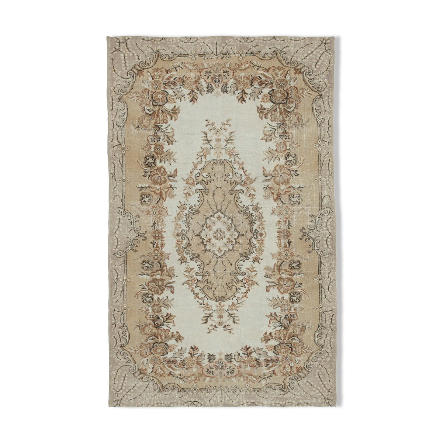 Hand-knotted turkish beige rug 175 cm x 285 cm