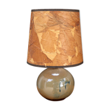 Beige ceramic lamp, herbarium-style lampshade, 70s