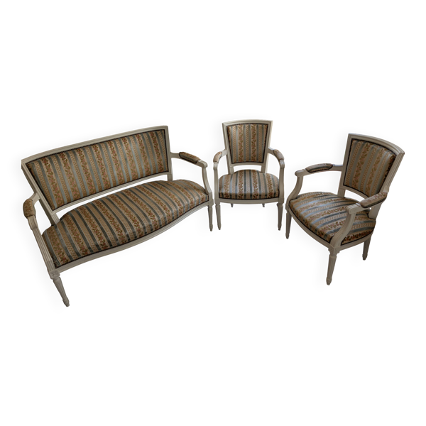 Salon Louis XVI: lot banquette et deux fauteuils — Beyit