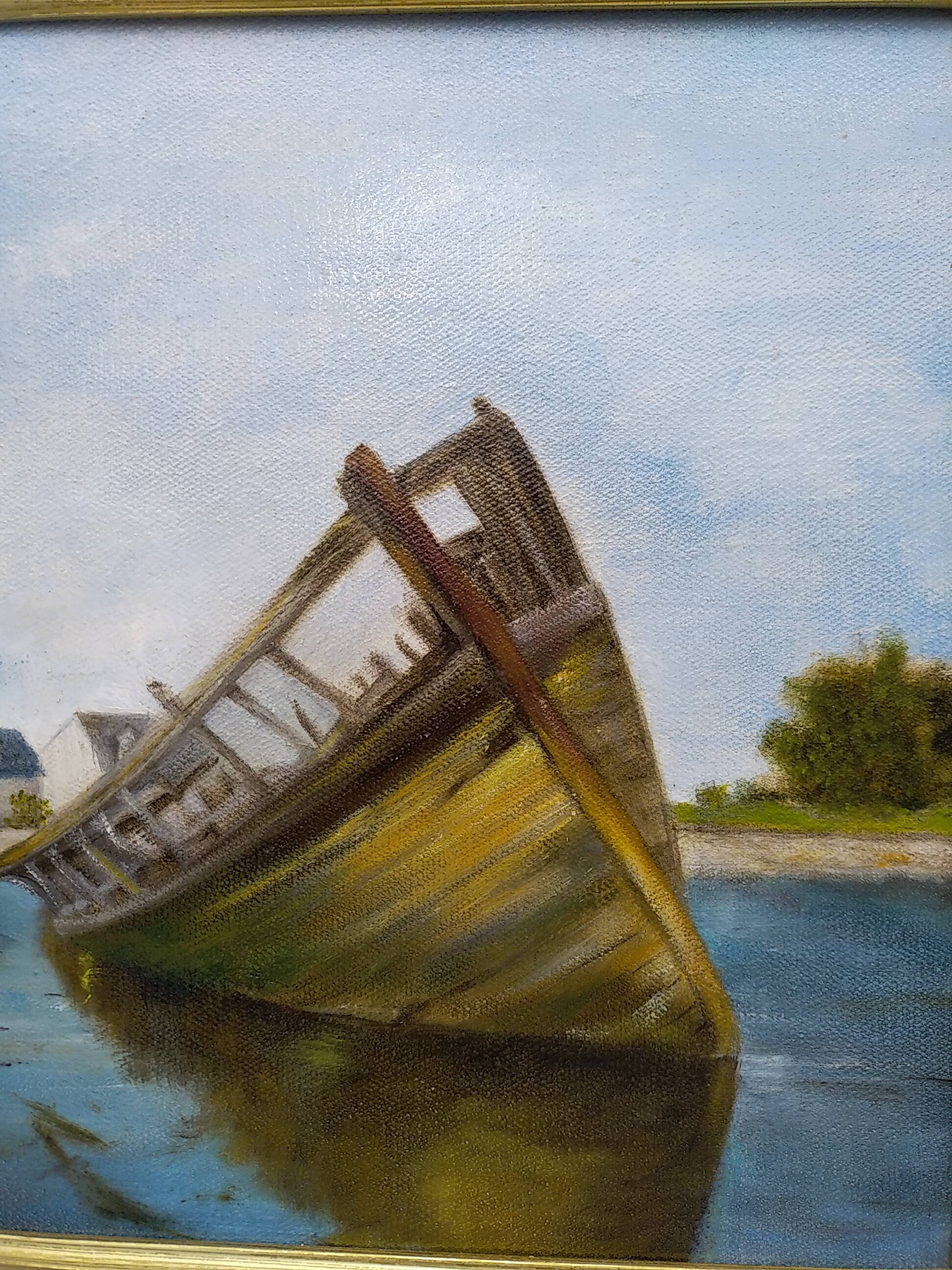 Oil on canvas . Boat cemetery. Finistère.