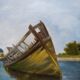 Oil on canvas . Boat cemetery. Finistère.
