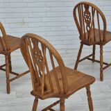 1960s, set of 4 scandinavian dining chairs in solid oak wood, original good condition.