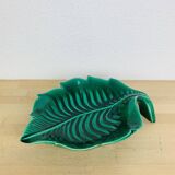 Ceramic cup signed CAB, green leaf, 1950s, slip