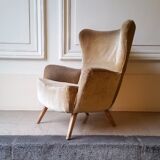 Chair has ears beige flesh wing in his 50s/60s juice