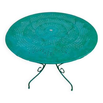 Table de jardin vintage en fer forgé vert