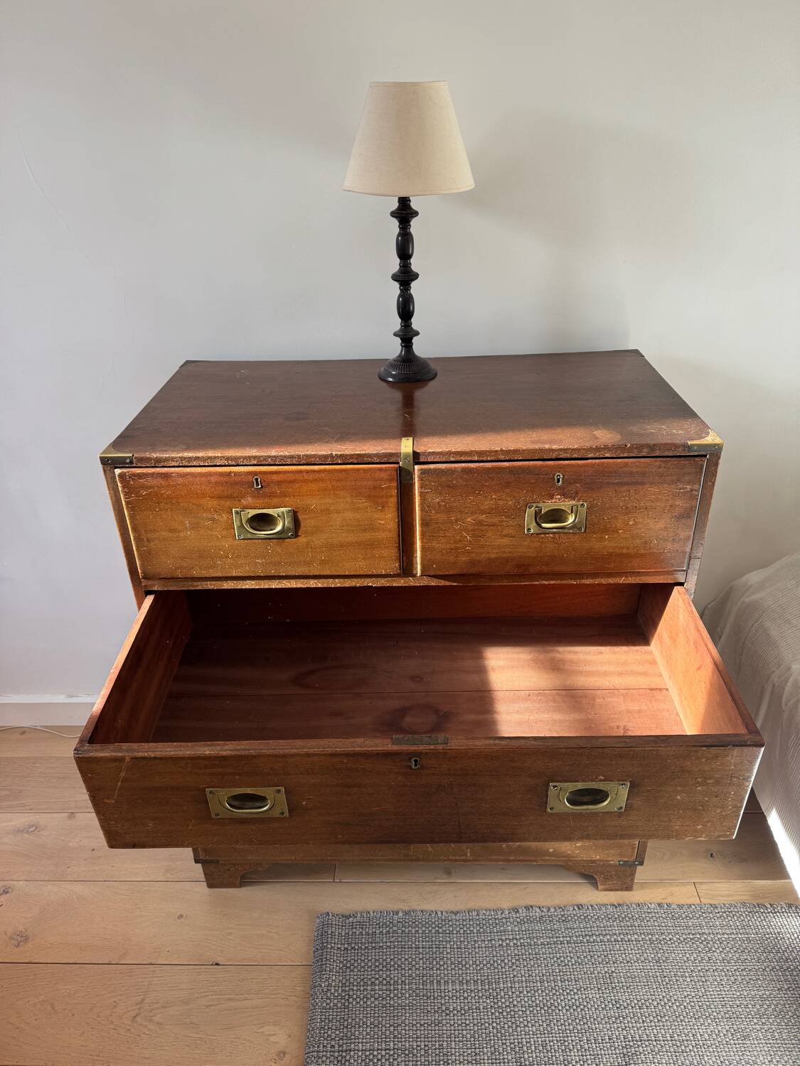 English boat commode in mahogany
