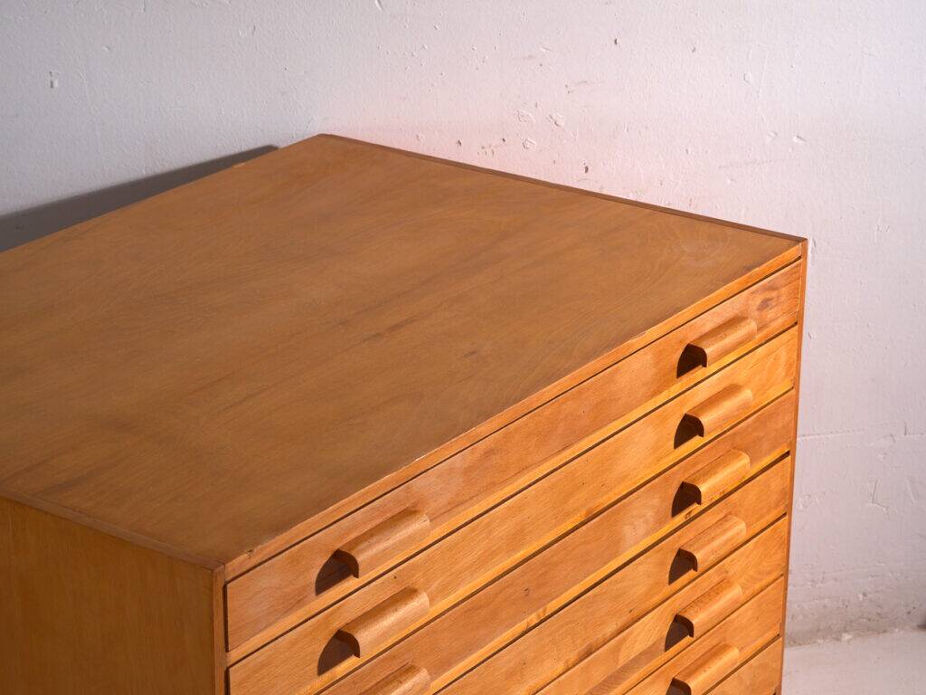 Antique plan cabinet made of beech wood – Slovakia, circa 1960