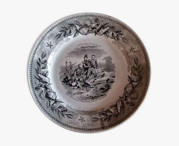 Assiette parlante à thème Montereau campagnes d'Afrique second Empire