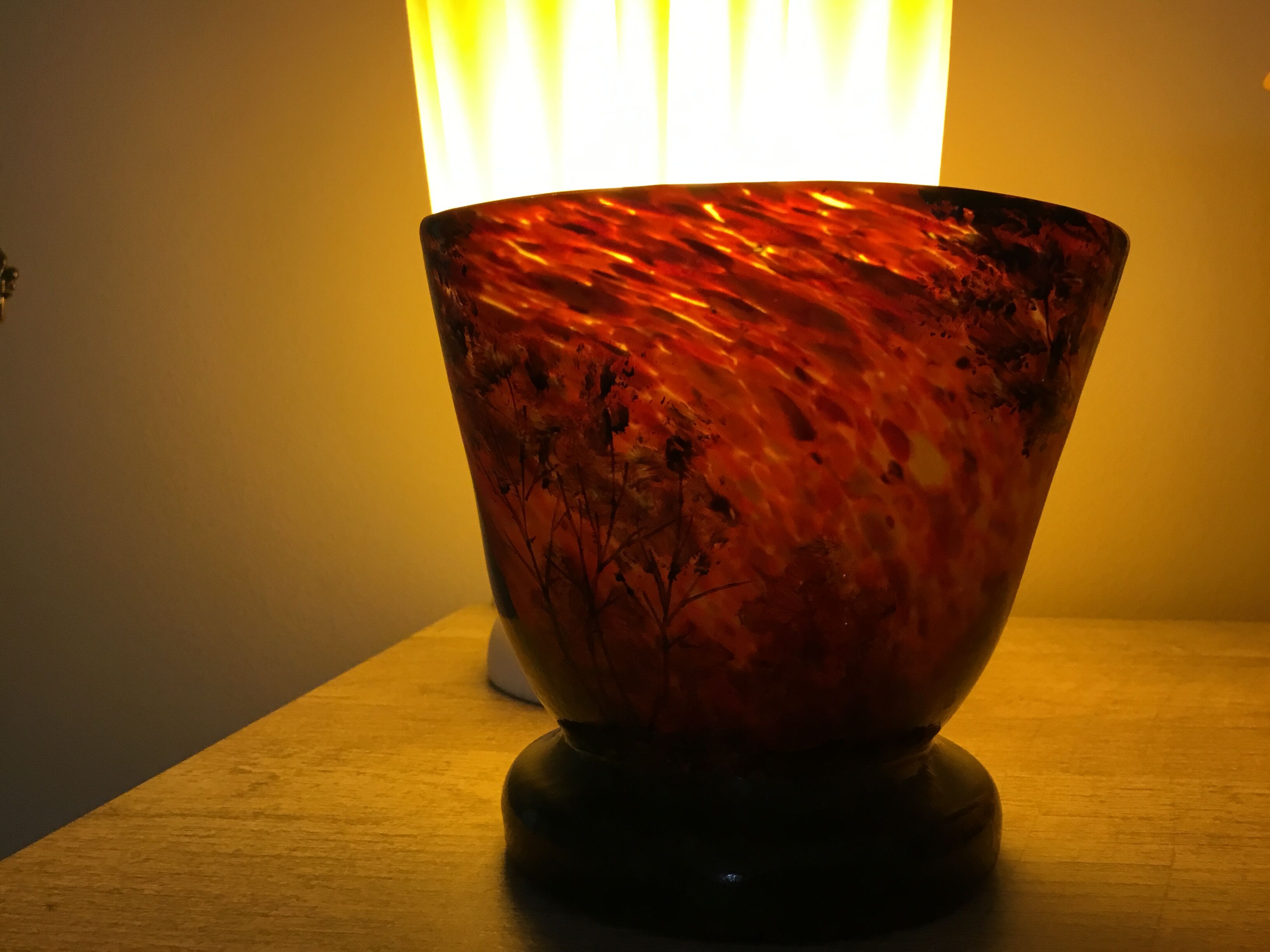 Glass paste vase signed