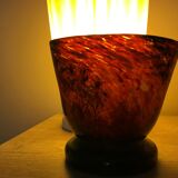Glass paste vase signed