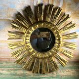 Sunburst mirror in gilded wood