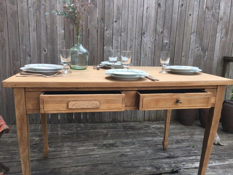 Raw wood farm table