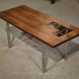 1960s designer coffee table in rosewood and ceramic