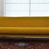 Scandinavian-style yellow boucle sofa with folding function, 1960s