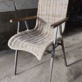 White wicker armchair